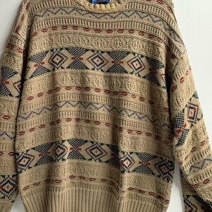 VTG Pendleton LOBO Virgin Wool Browns Blue Rust Fair Isle Sweater Unisex M